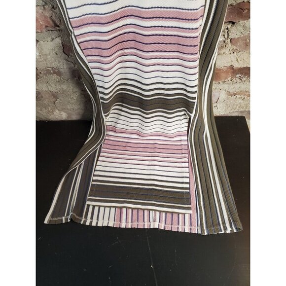 Elana Kattan EUNICE Sleeveless Paneled Fitted Striped Mid Calf Dress Womens Sz S - Picture 3 of 5
